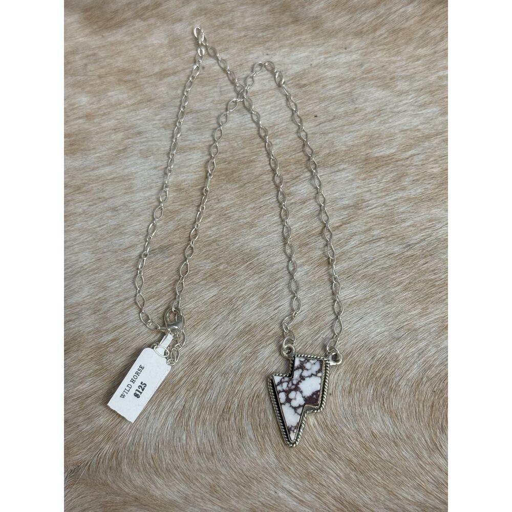 Native American Sterling Silver SW Wild Horse Lightning Bolt Necklace 925